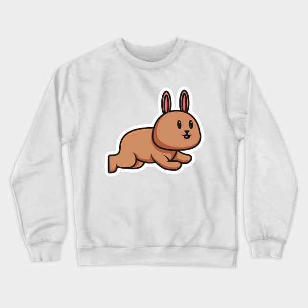 Cute Baby Rabbit Jumping Cartoon Sticker vector illustration. Animal nature icon concept. Funny furry white hares, Easter bunnies jumping sticker vector design with shadow. Crewneck Sweatshirt by AlviStudio